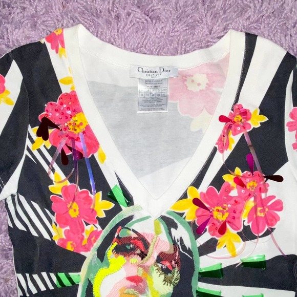 VTG Christian Dior John Galliano 2005 Y2K Dolls Graphic Embellished Tee Shirt - Picture 7 of 14